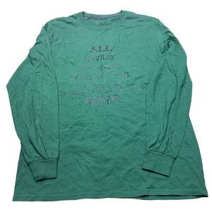 Holiday shirt text‎ green long sleeve Graphic Tee Christmas womens size large